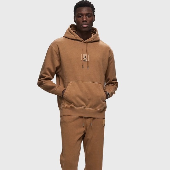 NEW Jordan Mens XS Flight Fleece Washed Pullover Hoodie - Legend Dark Brown - Picture 8 of 8